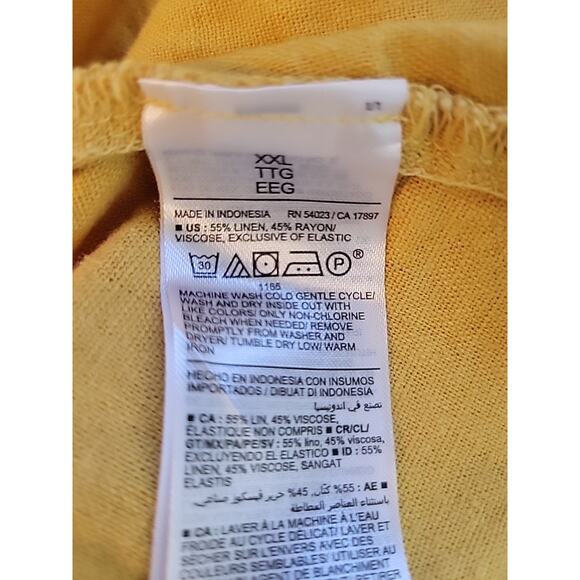 Old Navy Linen Blend Yellow Fit & Flare Tie Strap Tunic Top Mini Dress Plus XXL - Picture 11 of 11